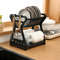 Double Layer Kitchen Dish Rack With Drain Tray And Bowl Organizer 0