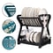 Double Layer Kitchen Dish Rack With Drain Tray And Bowl Organizer 1