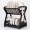 Double Layer Kitchen Dish Rack With Drain Tray And Bowl Organizer 2