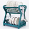 Double Layer Kitchen Dish Rack With Drain Tray And Bowl Organizer 6