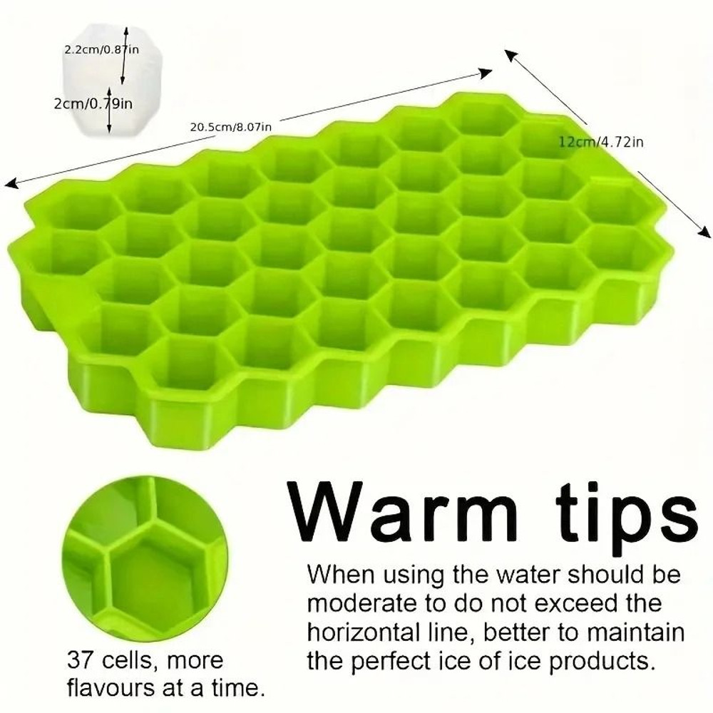 Large Capacity Silicone Honeycomb Ice Cube Mold With Lid 2