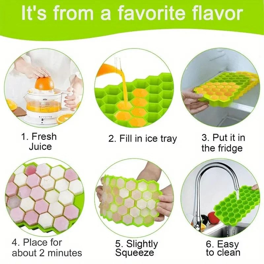 Large Capacity Silicone Honeycomb Ice Cube Mold With Lid 6