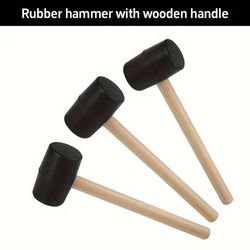 rubber mallet hammer with wooden handle for camping and diy tasks