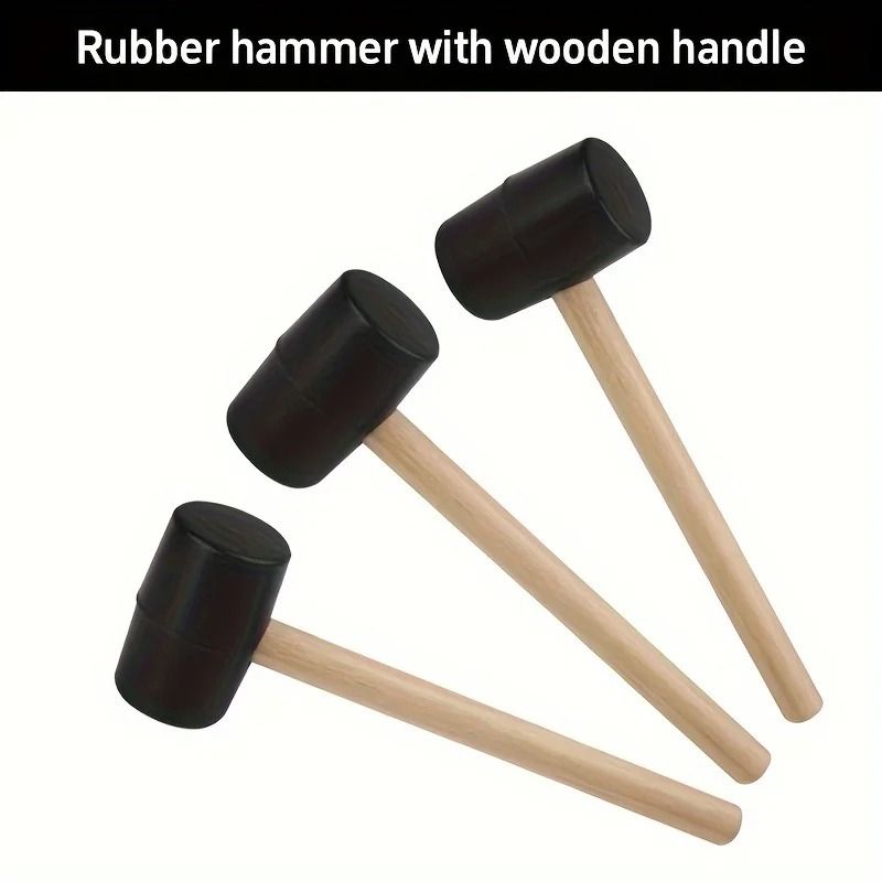 Rubber Mallet Hammer With Wooden Handle For Camping And DIY Tasks 0