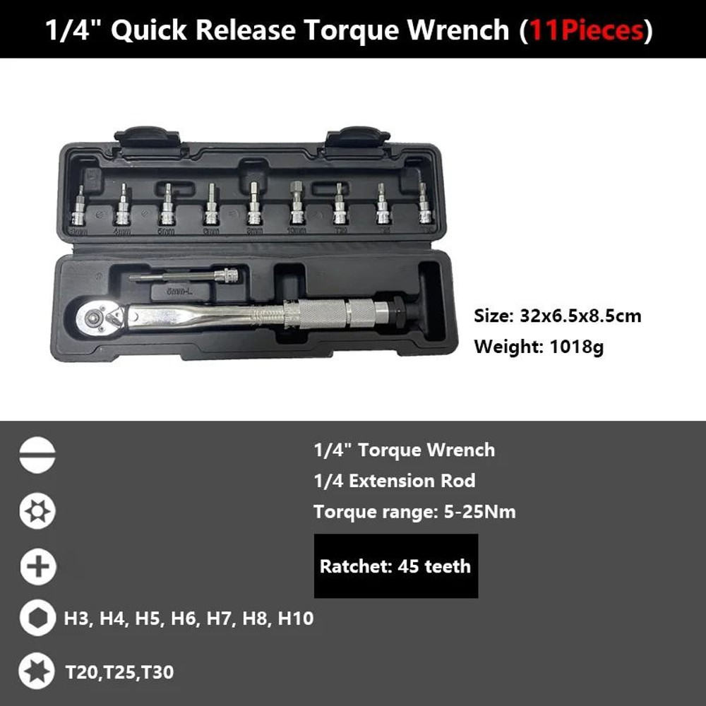 14 Inch Drive Precise Torque Wrench Set  Double Scale Ratchet Spanner Kit For Bicycle Motorcycle An 10
