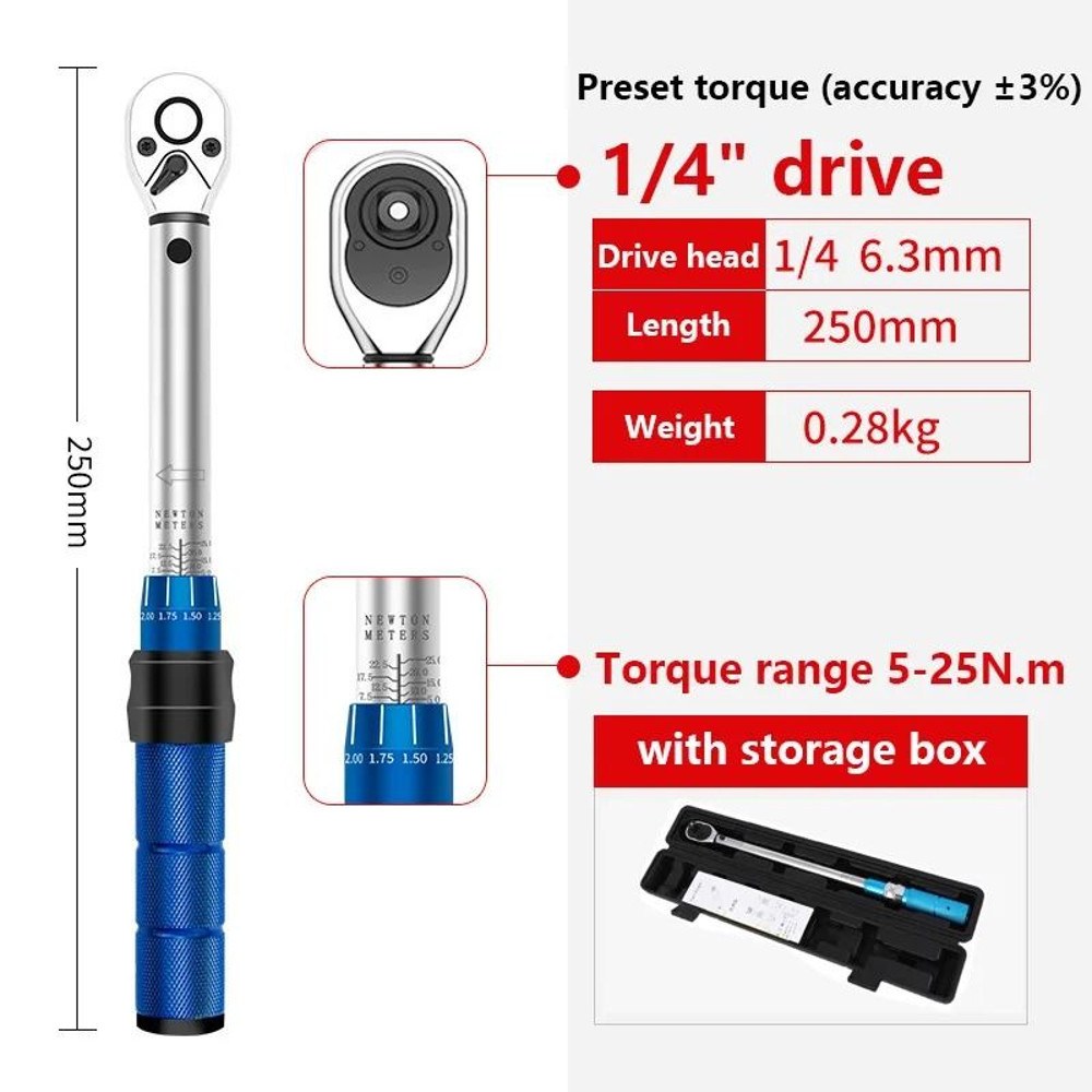 14 Inch Drive Precise Torque Wrench Set  Double Scale Ratchet Spanner Kit For Bicycle Motorcycle An 11