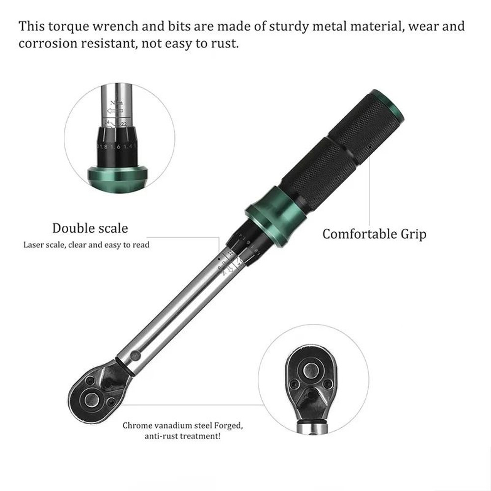 14 Inch Drive Precise Torque Wrench Set  Double Scale Ratchet Spanner Kit For Bicycle Motorcycle An 3