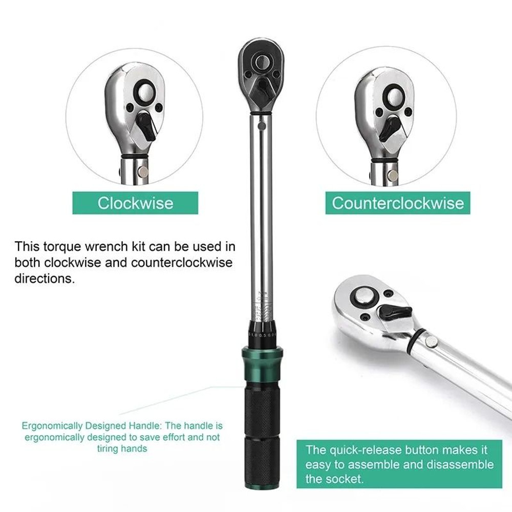 14 Inch Drive Precise Torque Wrench Set  Double Scale Ratchet Spanner Kit For Bicycle Motorcycle An 4