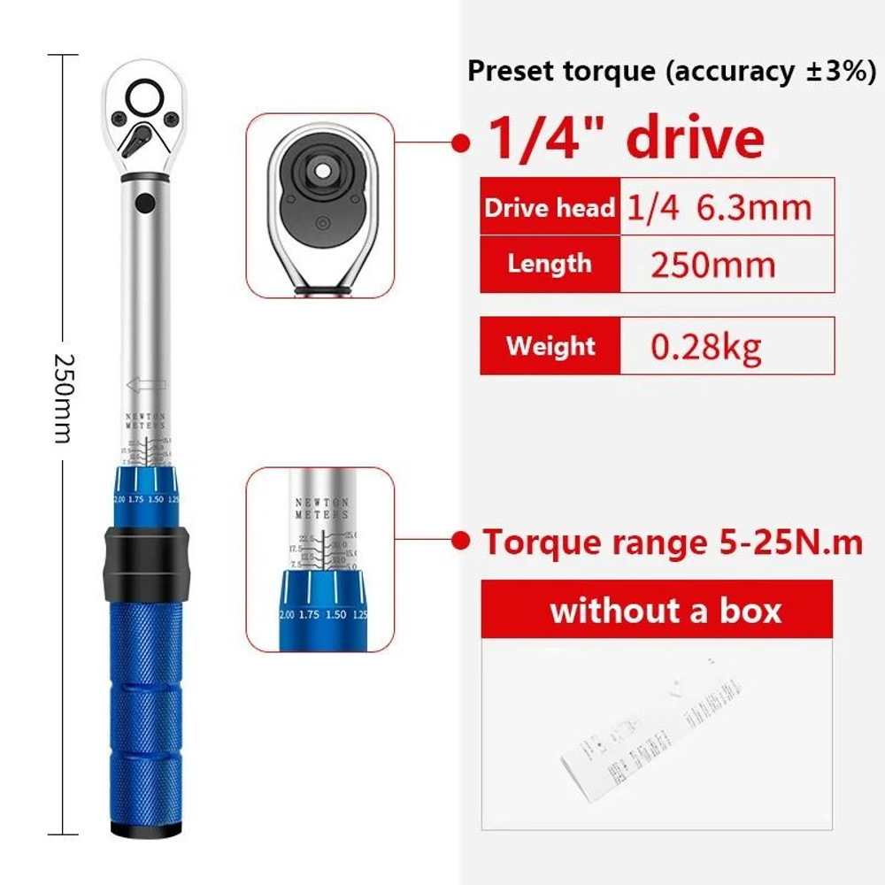 14 Inch Drive Precise Torque Wrench Set  Double Scale Ratchet Spanner Kit For Bicycle Motorcycle An 6