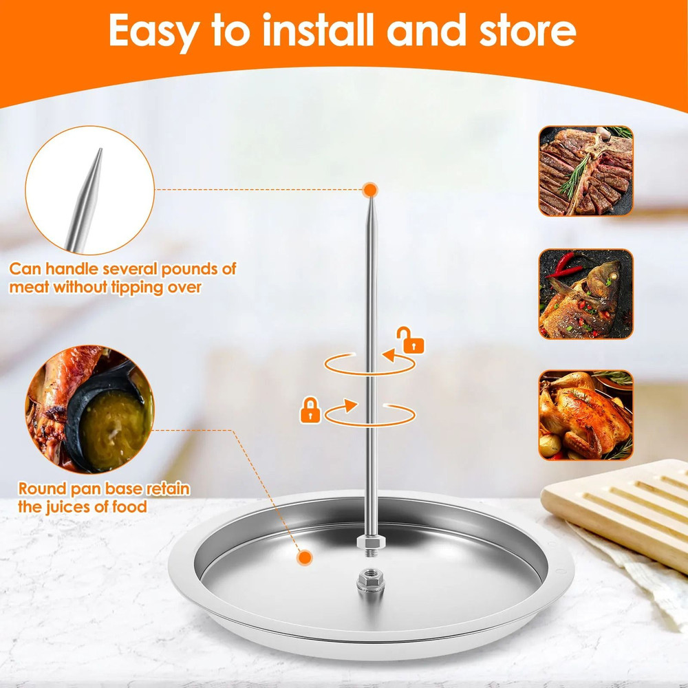 Al Pastor Vertical Barbecue Skewer Stand With Stainless Steel Tray 5