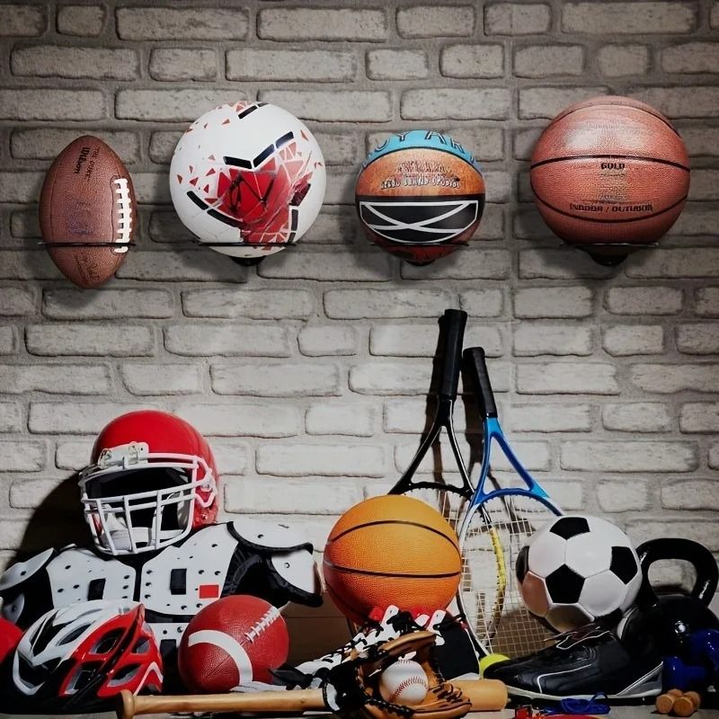 Wall Mounted Metal Ball Holder Rack For Sports Displays 1