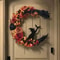 Gothic Halloween Wreath With Roses And Witch Cat Silhouette 2