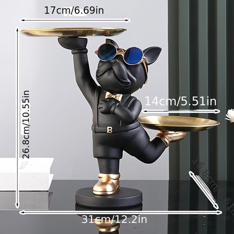 French Bulldog Resin Tray Sculpture For Modern Home Decor 11
