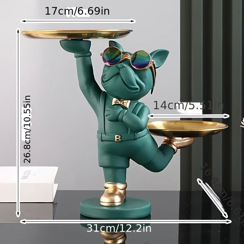 French Bulldog Resin Tray Sculpture For Modern Home Decor 12