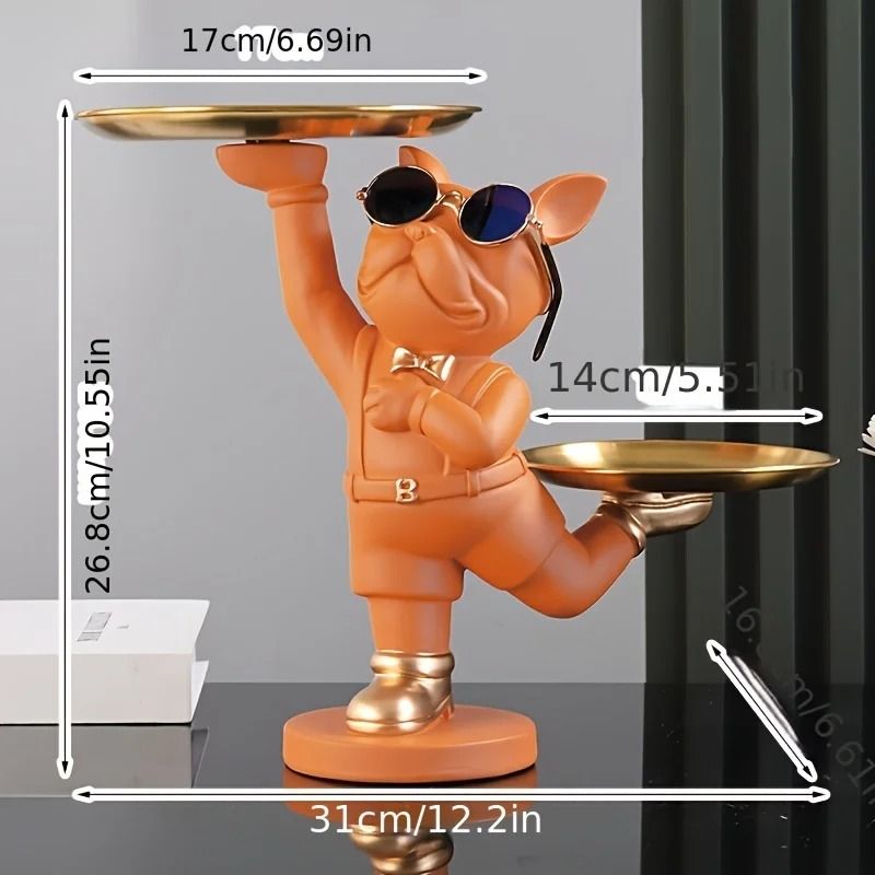 French Bulldog Resin Tray Sculpture For Modern Home Decor 13