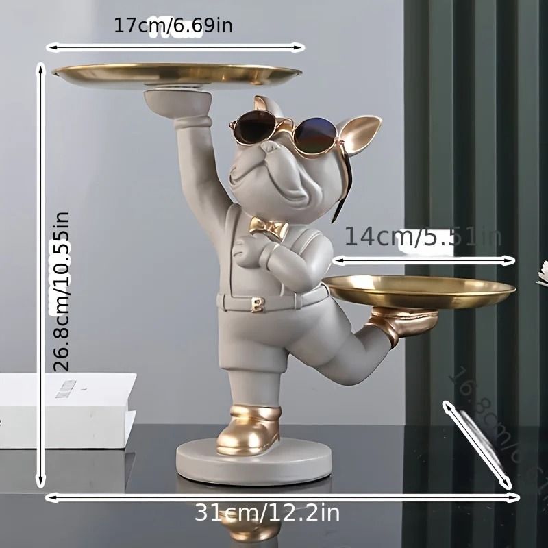 French Bulldog Resin Tray Sculpture For Modern Home Decor 15