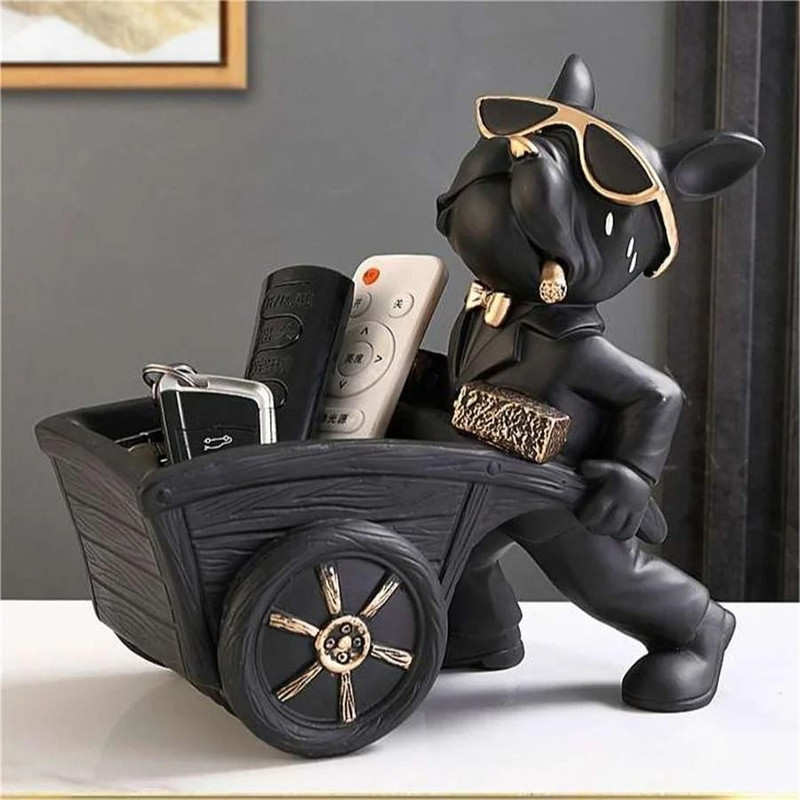 French Bulldog Resin Tray Sculpture For Modern Home Decor 16