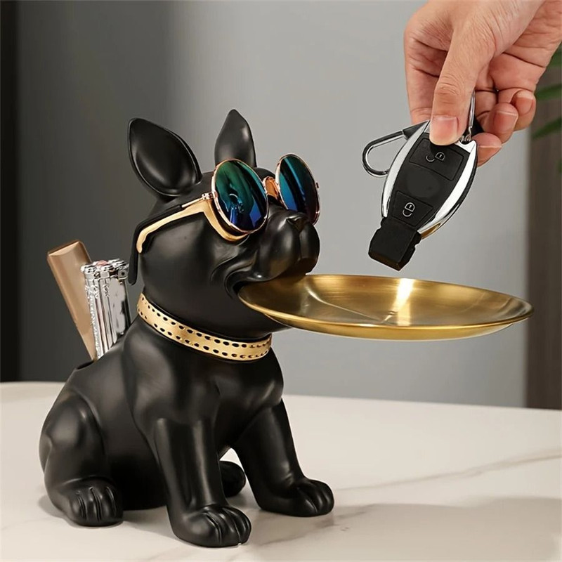 French Bulldog Resin Tray Sculpture For Modern Home Decor 18