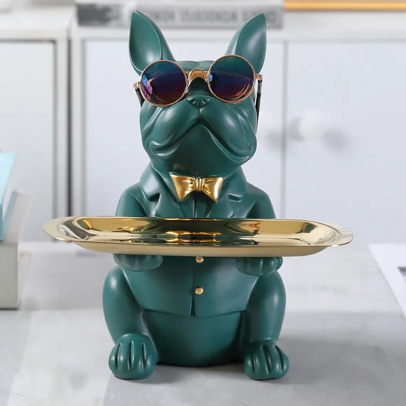 French Bulldog Resin Tray Sculpture For Modern Home Decor 21