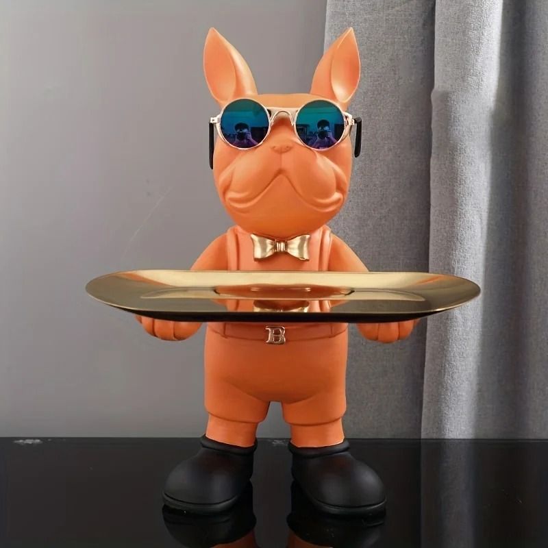 French Bulldog Resin Tray Sculpture For Modern Home Decor 22