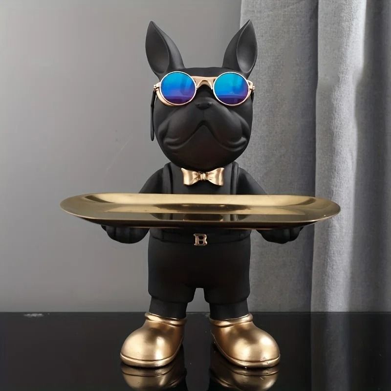 French Bulldog Resin Tray Sculpture For Modern Home Decor 25