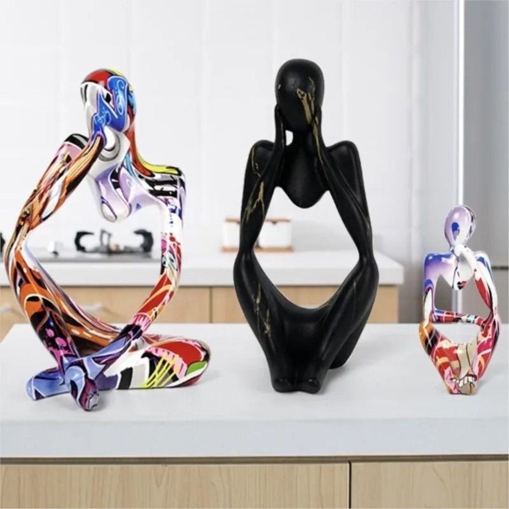 Colorful Graffiti Thinker Sculpture  Abstract Resin Art Statue For Home And Office 2