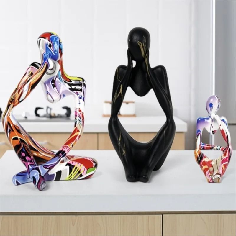 Colorful Graffiti Thinker Sculpture  Abstract Resin Art Statue For Home And Office 2