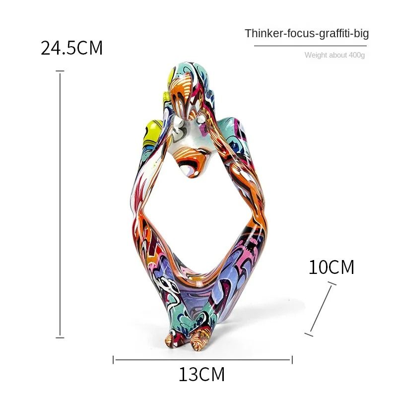 Colorful Graffiti Thinker Sculpture  Abstract Resin Art Statue For Home And Office 9