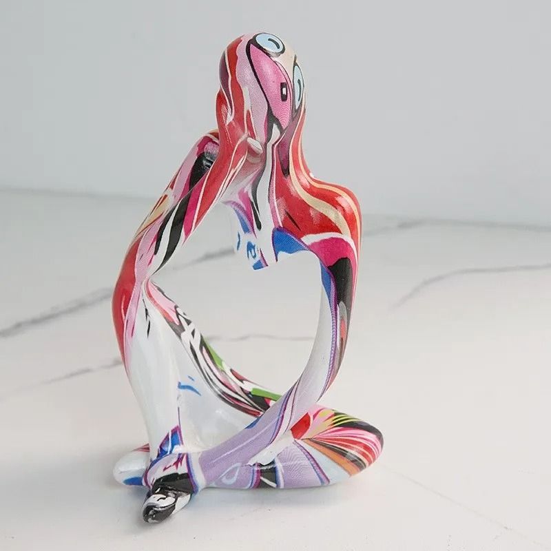Colorful Graffiti Thinker Sculpture  Abstract Resin Art Statue For Home And Office 5