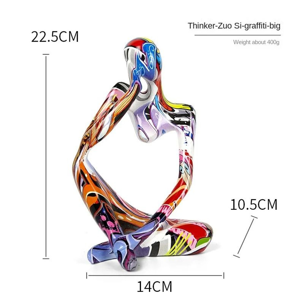 Colorful Graffiti Thinker Sculpture  Abstract Resin Art Statue For Home And Office 8