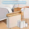 Bohemian Bamboo Toilet Paper Holder With Foldable Storage Basket 2