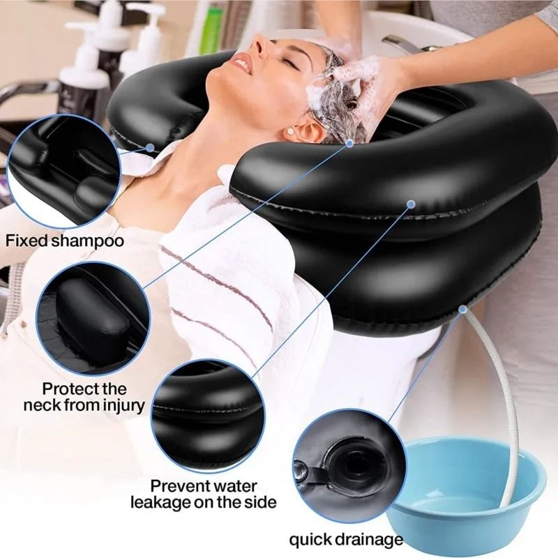 Inflatable Hair Washing Basin With Drain Hose  Portable PVC Shampoo Bowl For Bedridden Elderly And  2