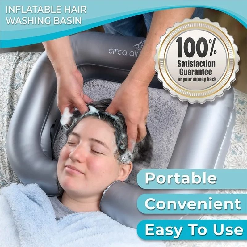 Inflatable Hair Washing Basin With Drain Hose  Portable PVC Shampoo Bowl For Bedridden Elderly And  5