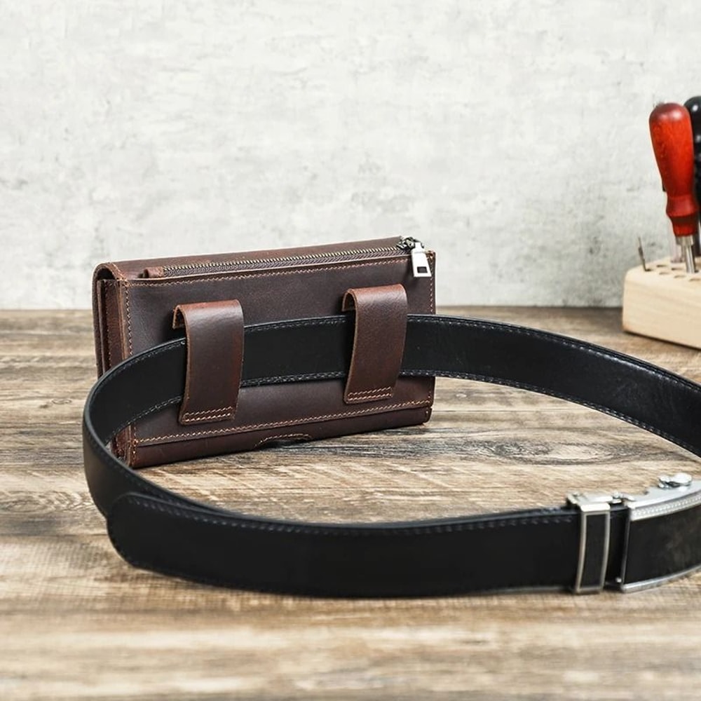Genuine Leather Mens Waist Bag Vintage Travel Fanny Pouch And Phone Belt Wallet 1