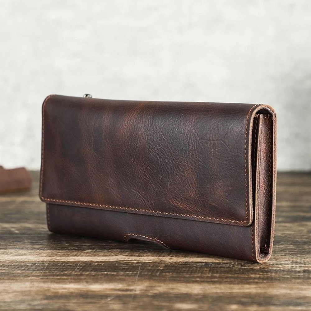 Genuine Leather Mens Waist Bag Vintage Travel Fanny Pouch And Phone Belt Wallet 3