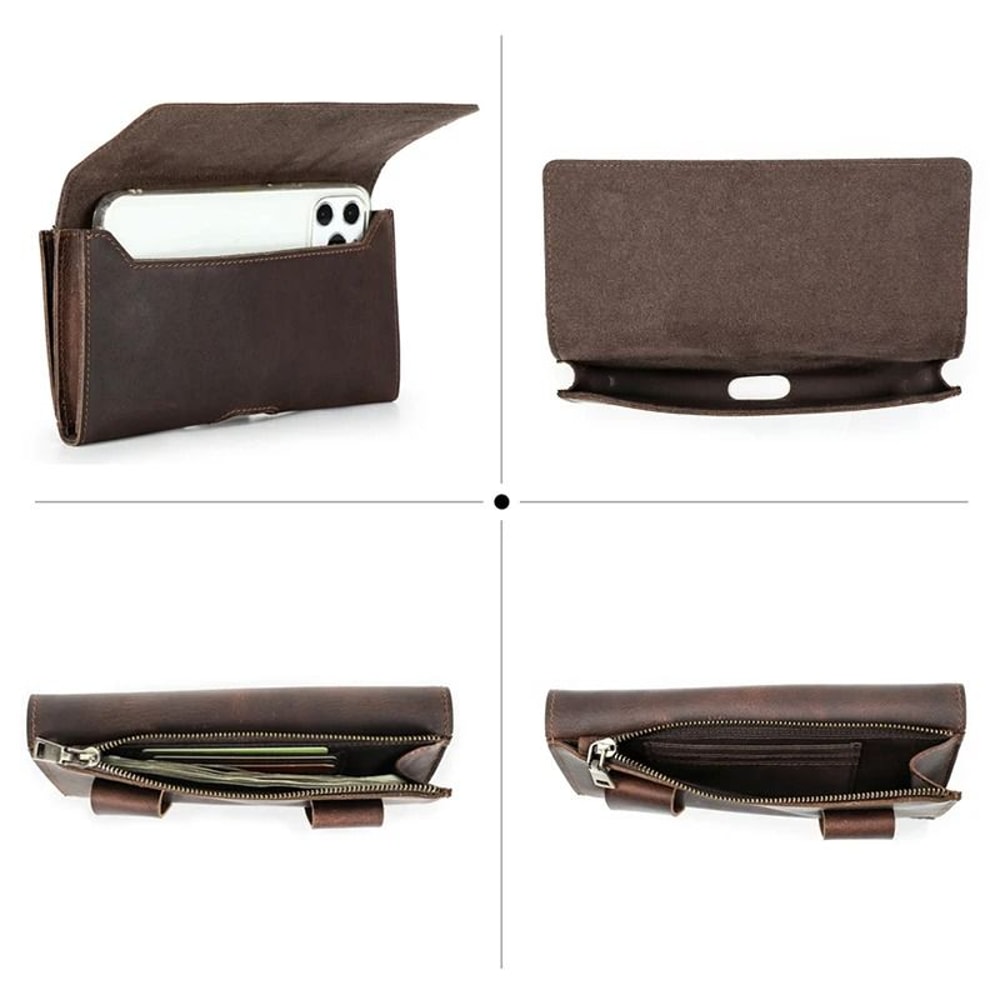 Genuine Leather Mens Waist Bag Vintage Travel Fanny Pouch And Phone Belt Wallet 5