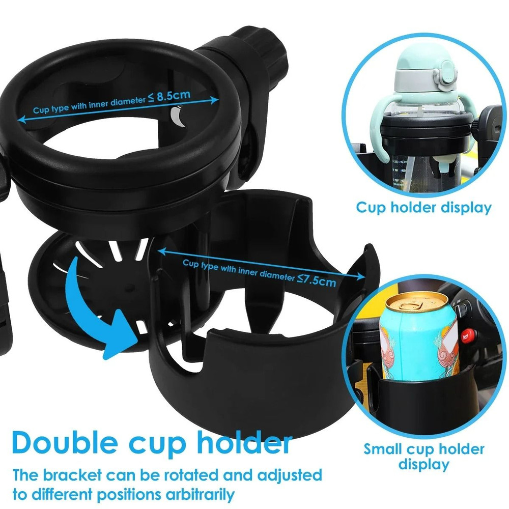 3in1 Universal Stroller Cup Holder With 360 Rotating Phone Mount  Double Bottle Organizer For Baby  3