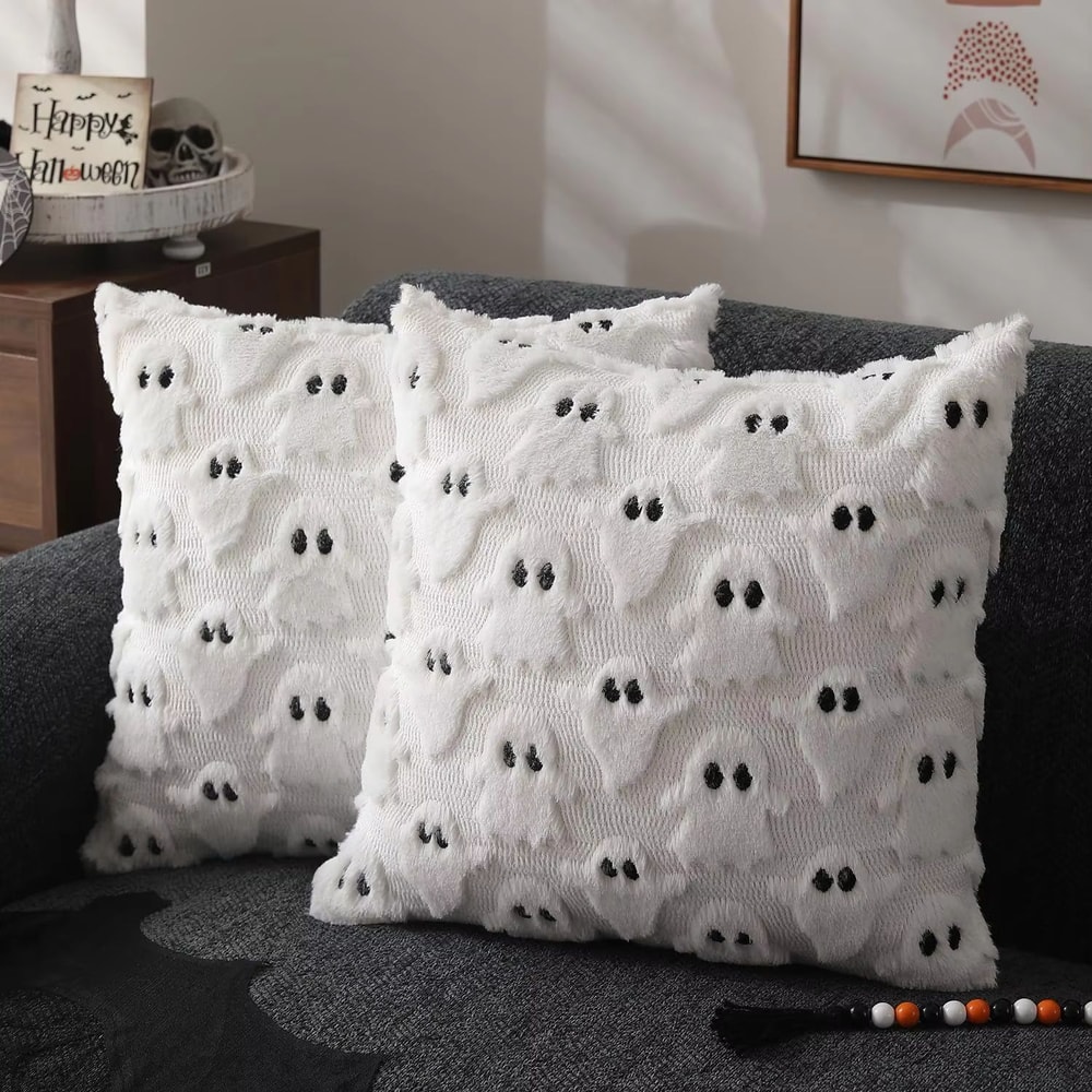 Fall Halloween Throw Pillow Covers Pumpkin Pattern Plush Cushion Cases For Sofa And Home Decor 1