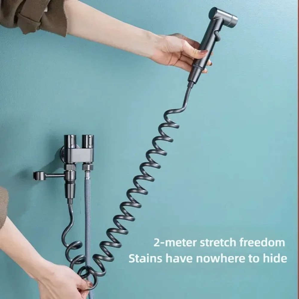 Wall Mounted Bidet Sprayer Set With Adjustable Pressure And Dual Outlet 3