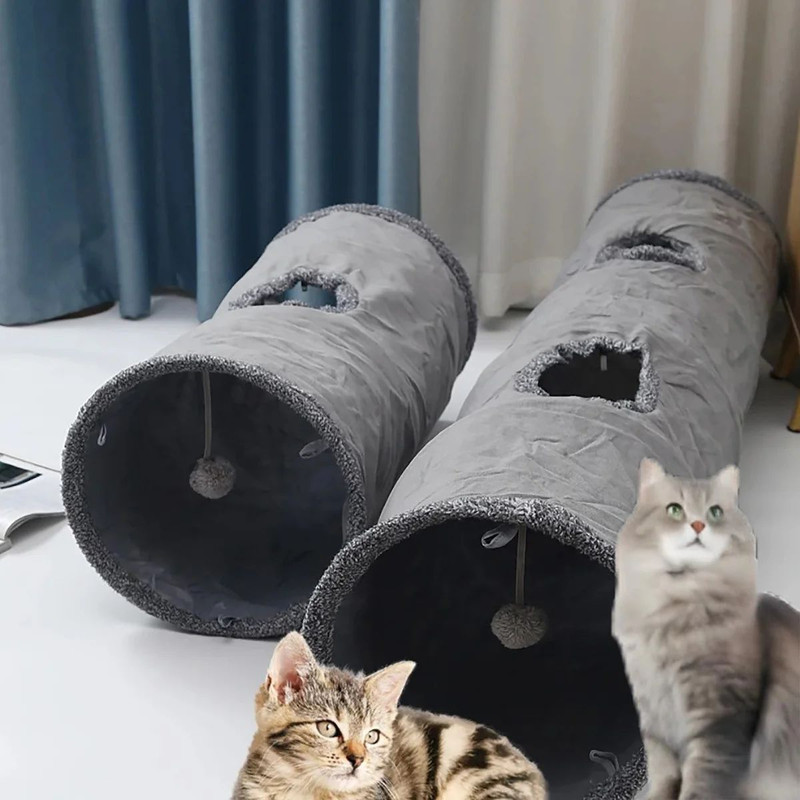 Foldable Suede Cat Tunnel For Play And Exercise 0