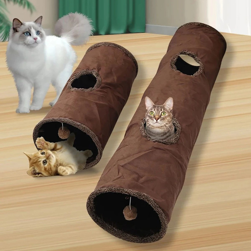 Foldable Suede Cat Tunnel For Play And Exercise 5