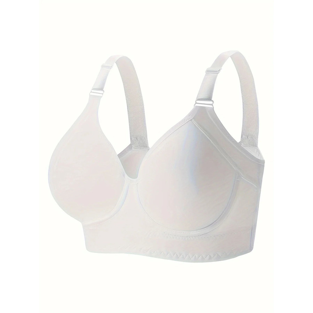 Seamless Full Coverage Underwire Bra Solid Color Knitted Nylon Supportive Lingerie 3