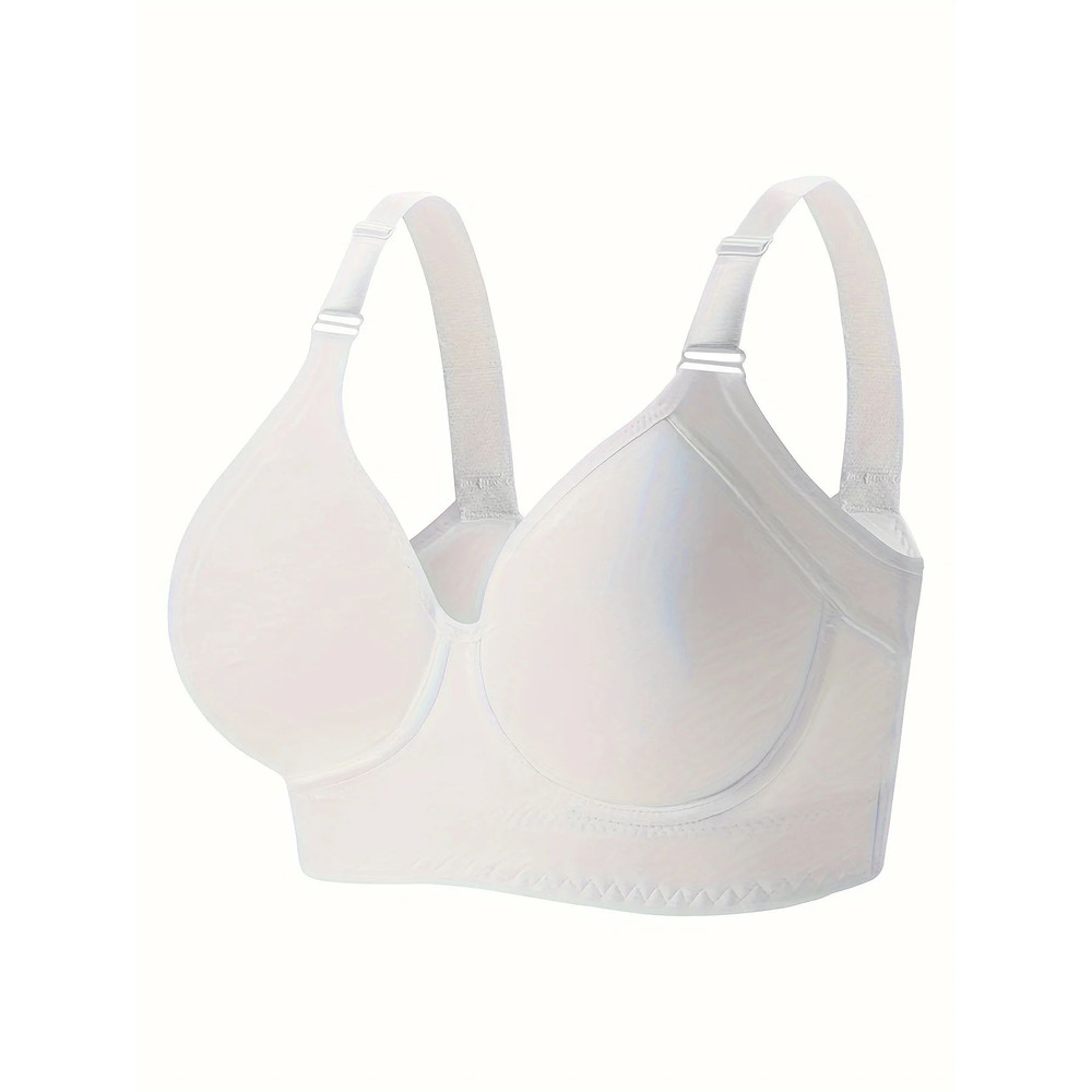 Seamless Full Coverage Underwire Bra Solid Color Knitted Nylon Supportive Lingerie 8