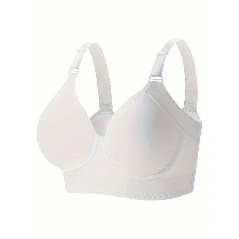 Seamless Full Coverage Underwire Bra Solid Color Knitted Nylon Supportive Lingerie 8