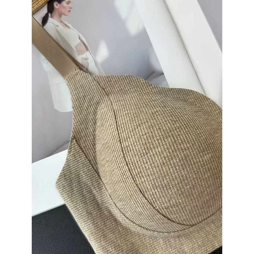 Knitted Full Cup Bra With Cutout Details And Soft Padding Warm Nylon Spandex Fabric 5