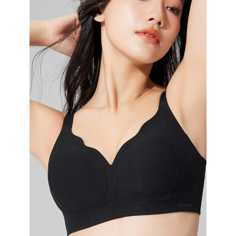 Knitted Full Cup Bra With Cutout Details And Soft Padding Warm Nylon Spandex Fabric 6