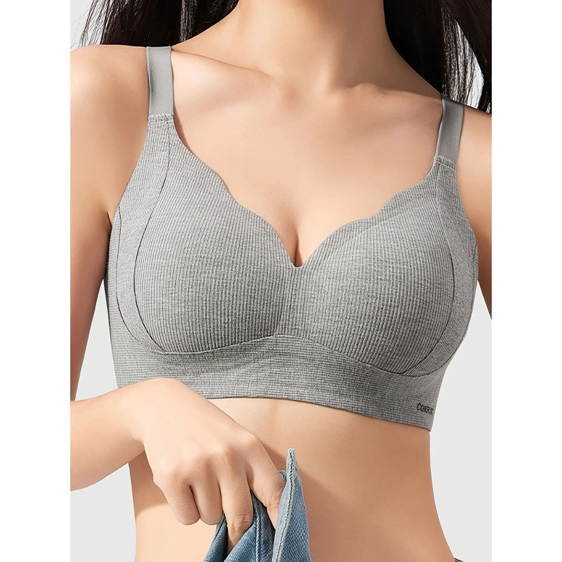 Knitted Full Cup Bra With Cutout Details And Soft Padding Warm Nylon Spandex Fabric 7