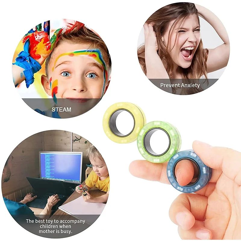 Magnetic Fidget Spinner Rings Set 3PCS Stress Relief Toy For Adults And Kids 2