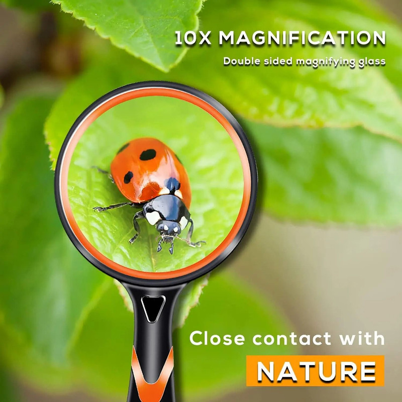 Handheld Magnifying Glass  10x NonSlip Shatterproof Magnifier For Reading Exploration And Senior Vi 1
