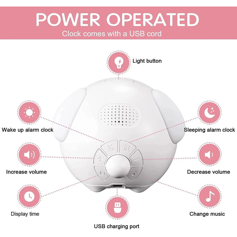 Childrens Digital Alarm Clock Cute Cartoon LED Table Clock With Light Temperature Display And Snoo 3